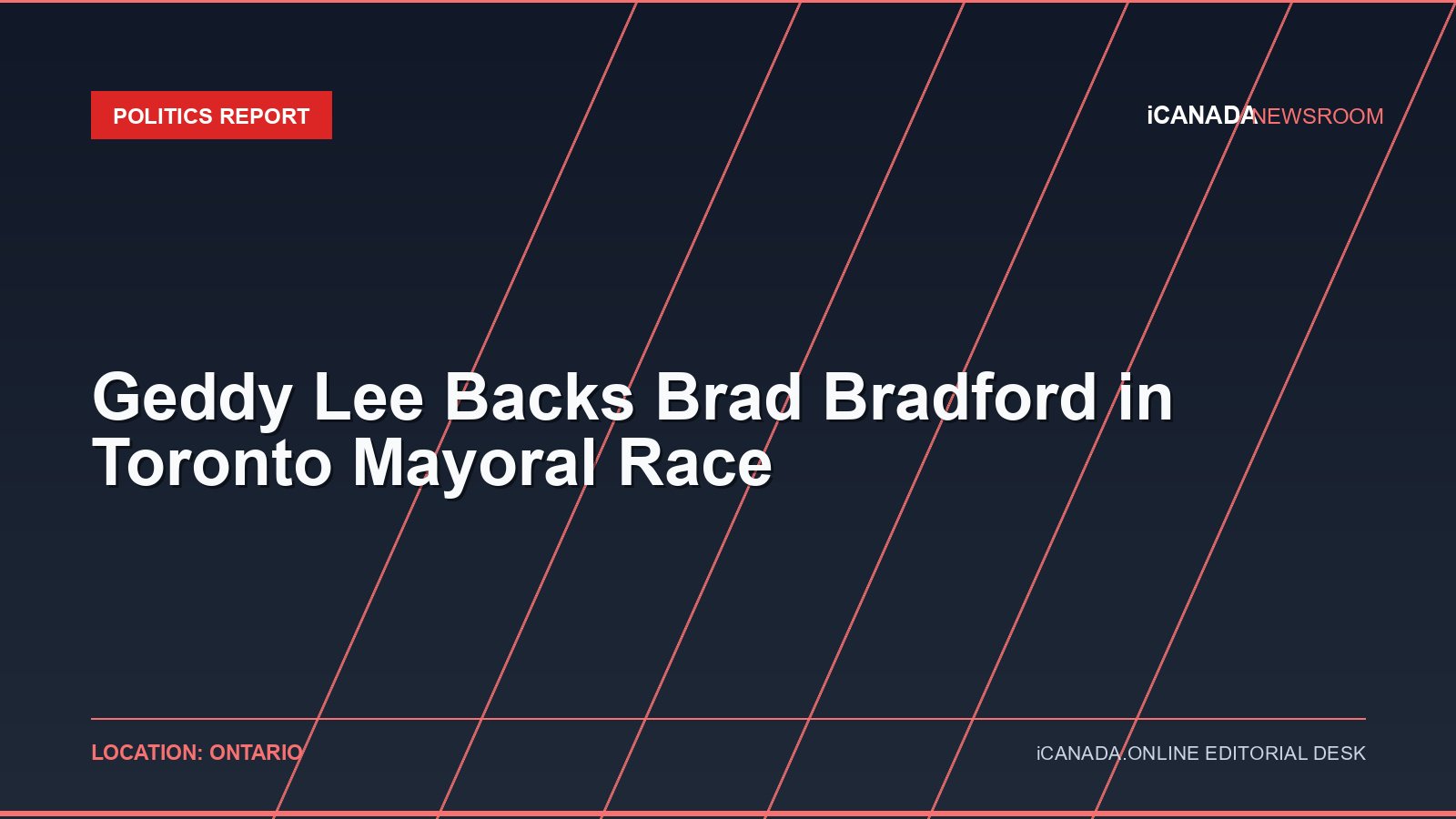 Geddy Lee Backs Brad Bradford in Toronto Mayoral Race