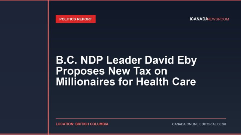 B.C. NDP Leader David Eby Proposes New Tax on Millionaires for Health Care