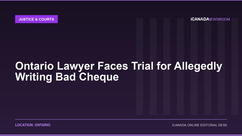 Ontario Lawyer Faces Trial for Allegedly Writing Bad Cheque