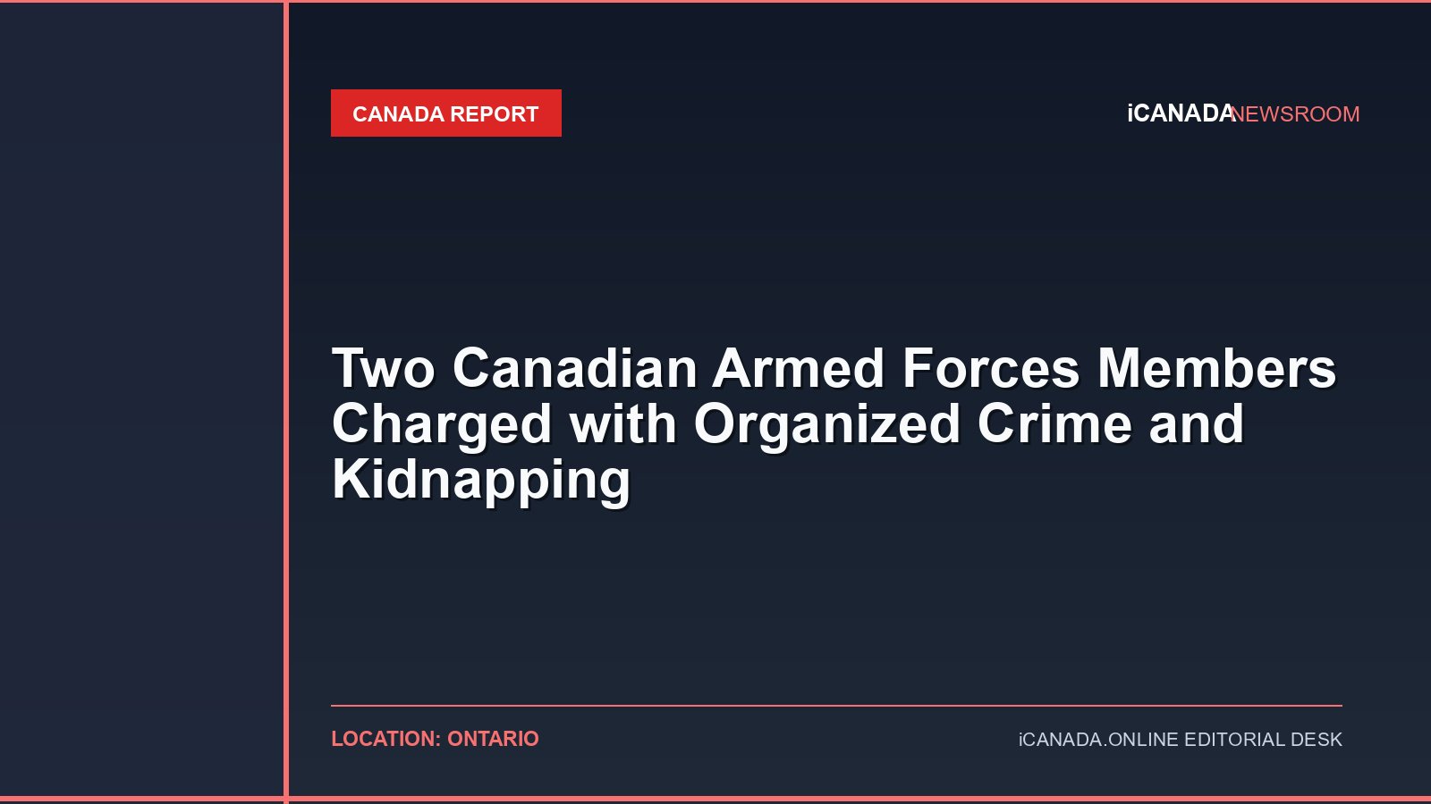 Two Canadian Armed Forces Members Charged with Organized Crime and Kidnapping