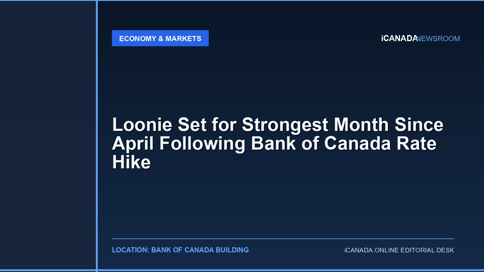 Loonie Set for Strongest Month Since April Following Bank of Canada Rate Hike