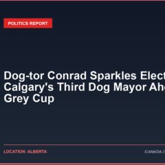 Dog-tor Conrad Sparkles Elected Calgary’s Third Dog Mayor Ahead of Grey Cup